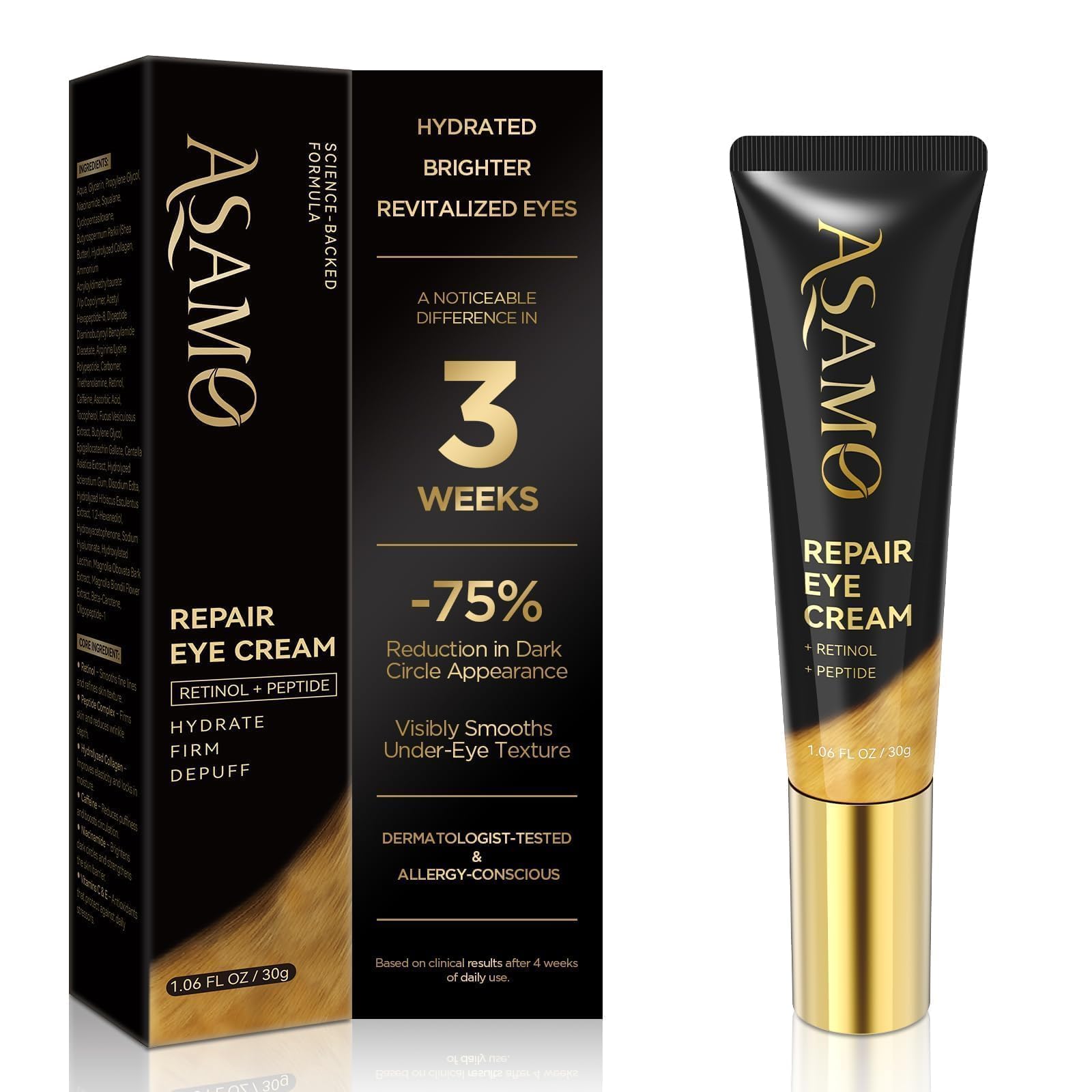 ASAMO front packaging showing product name and compact tube benefits