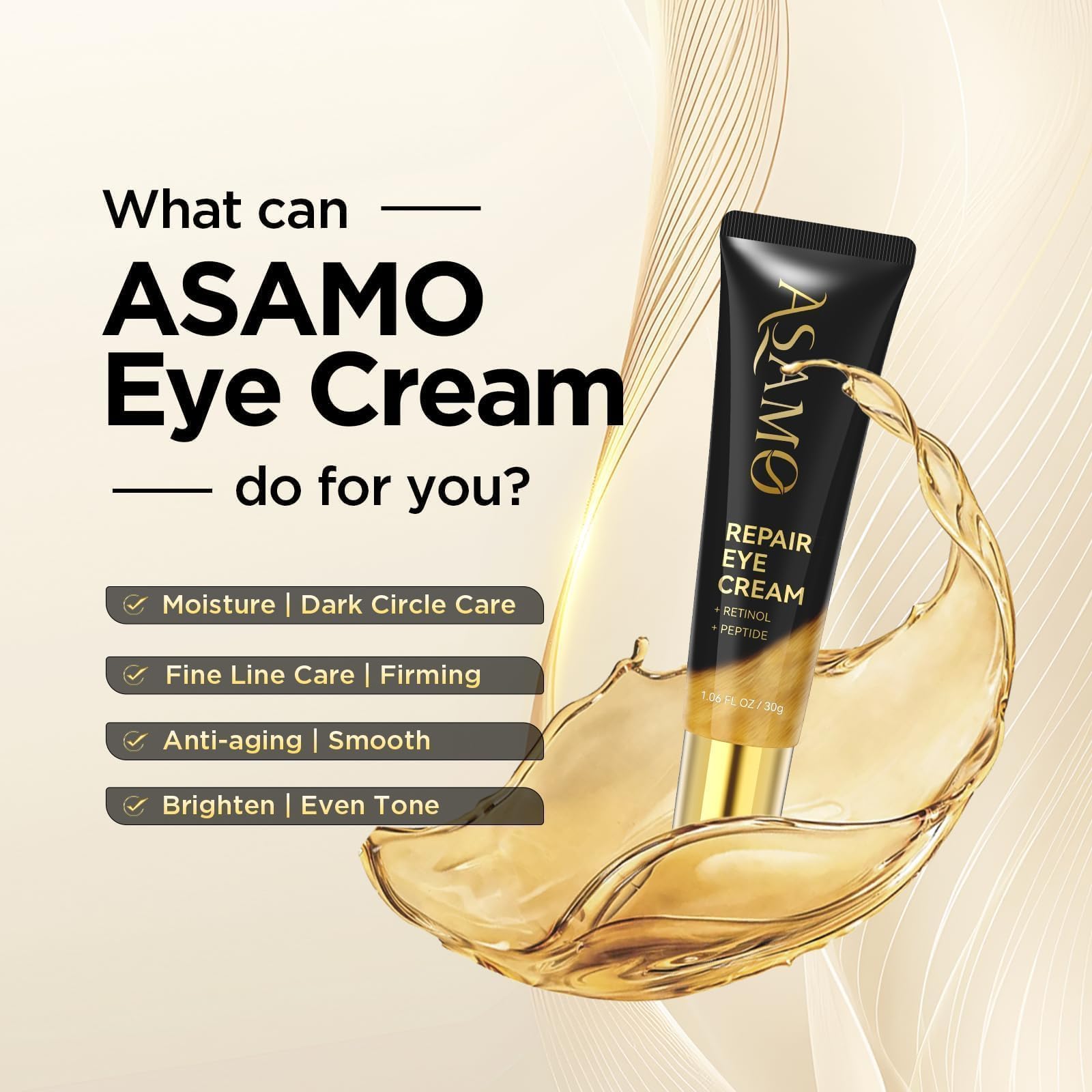 ASAMO cream texture close-up demonstrating lightweight, fast-absorbing feel