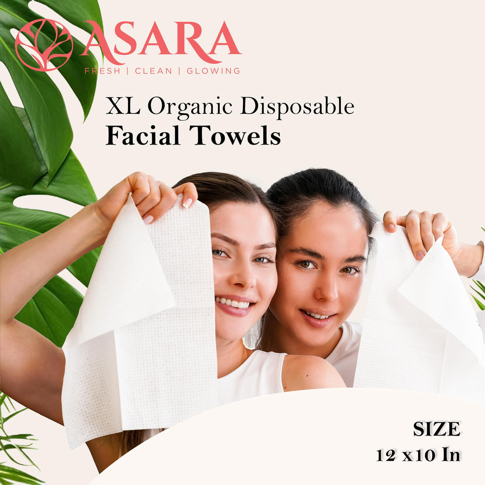 ASARA NEW YORK PROBIOTIC SKIN SCIENCE towel beside hand showing XL size coverage benefit