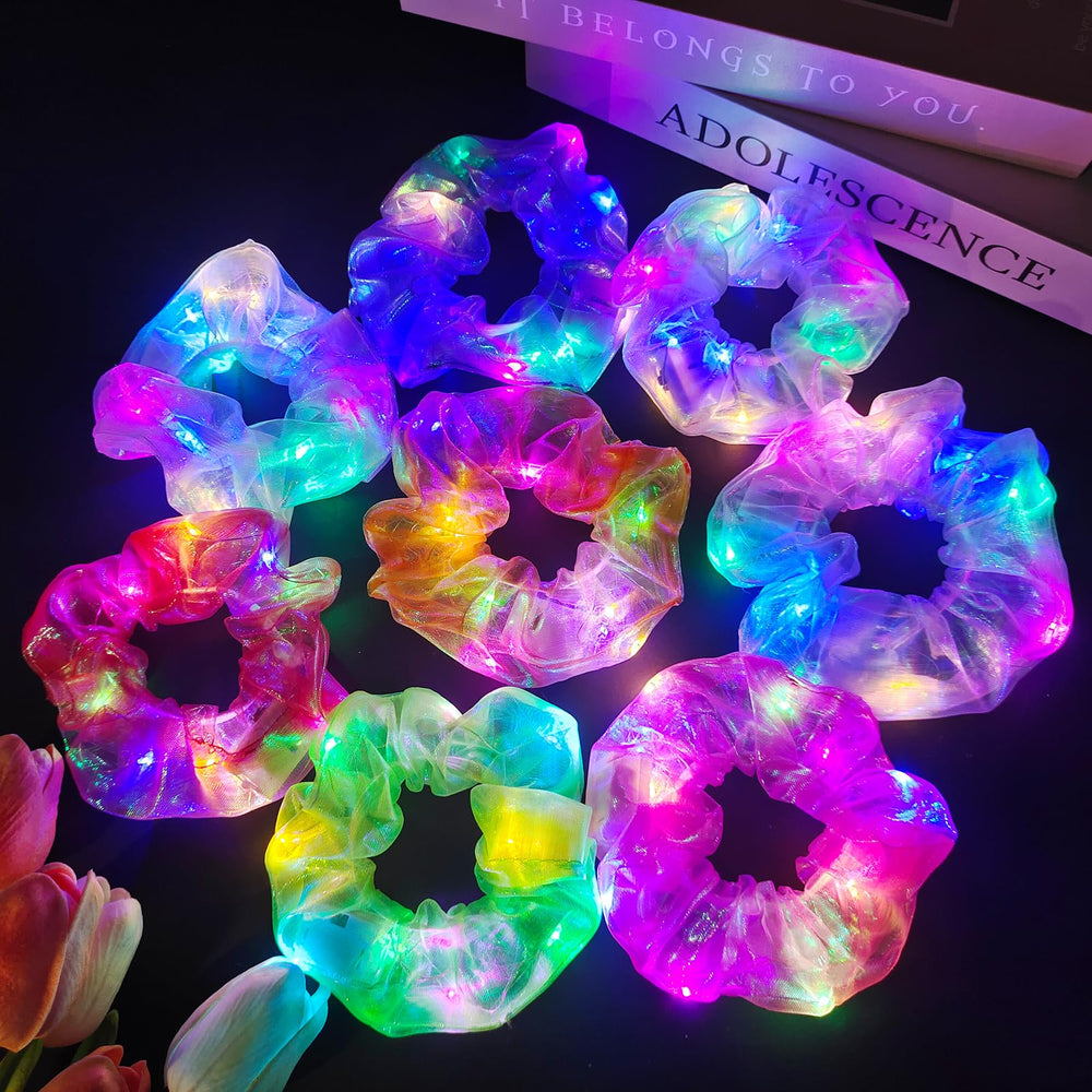 Asawira front packaging showing eight glow scrunchies and party-ready colors