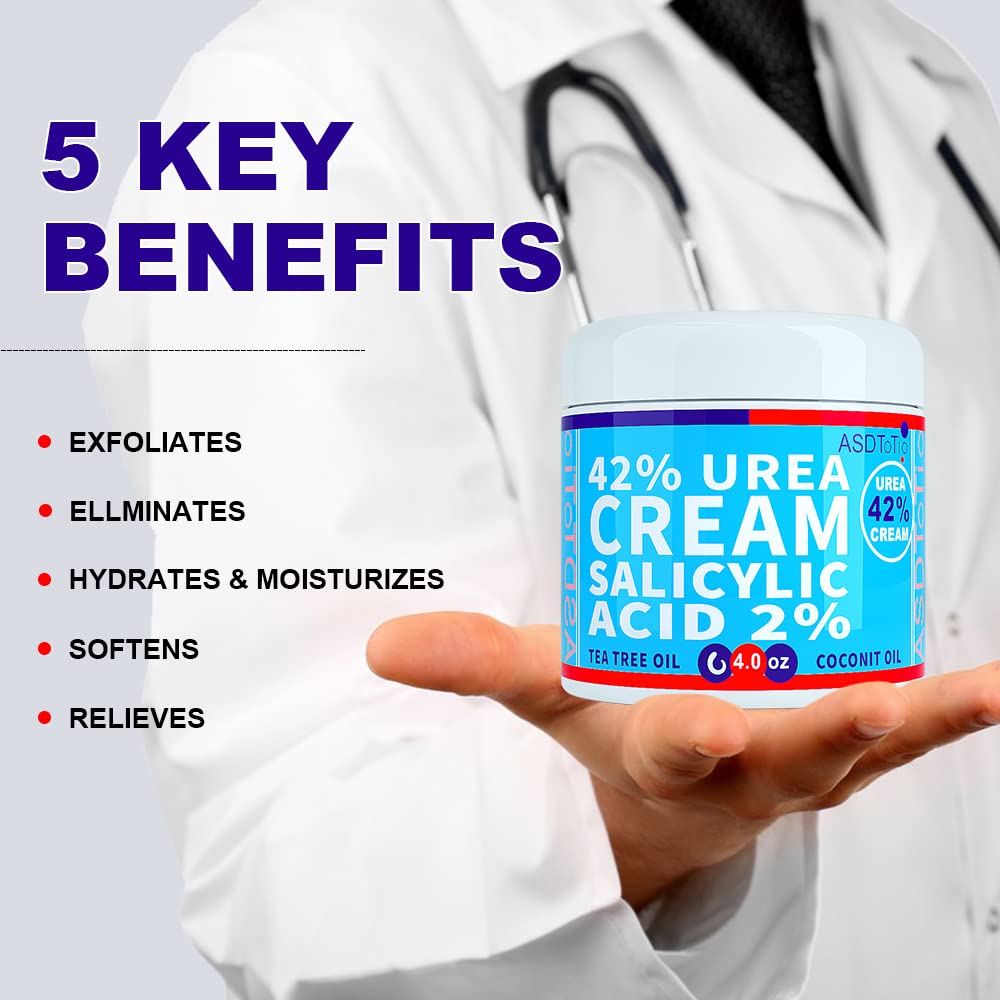 ASDToTio ingredient label close-up highlighting urea and salicylic acid benefits