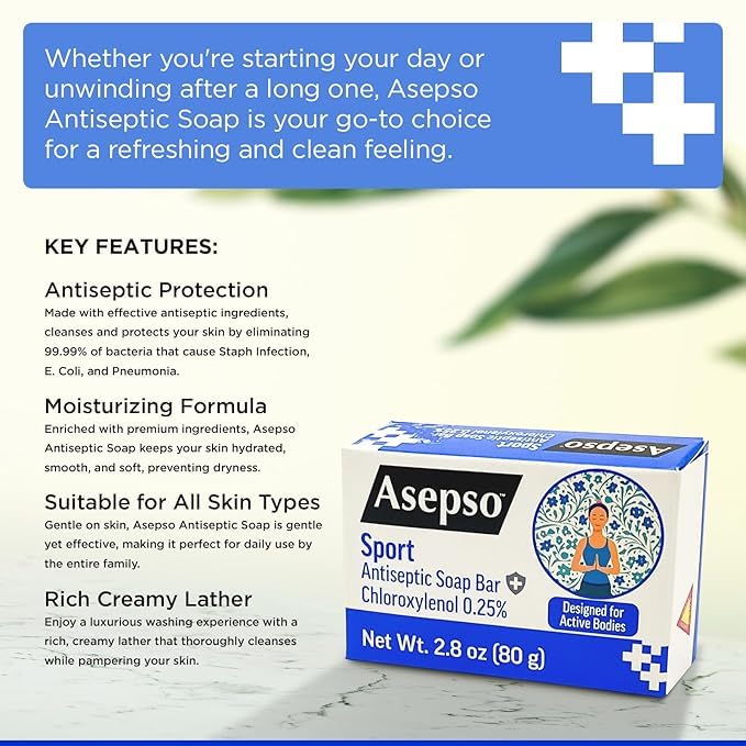 Asepso close-up of bar texture and creamy lather, highlights moisturizing formula benefit