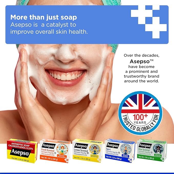Asepso on bathroom shelf in lifestyle scene, suggests everyday freshness and home use benefit
