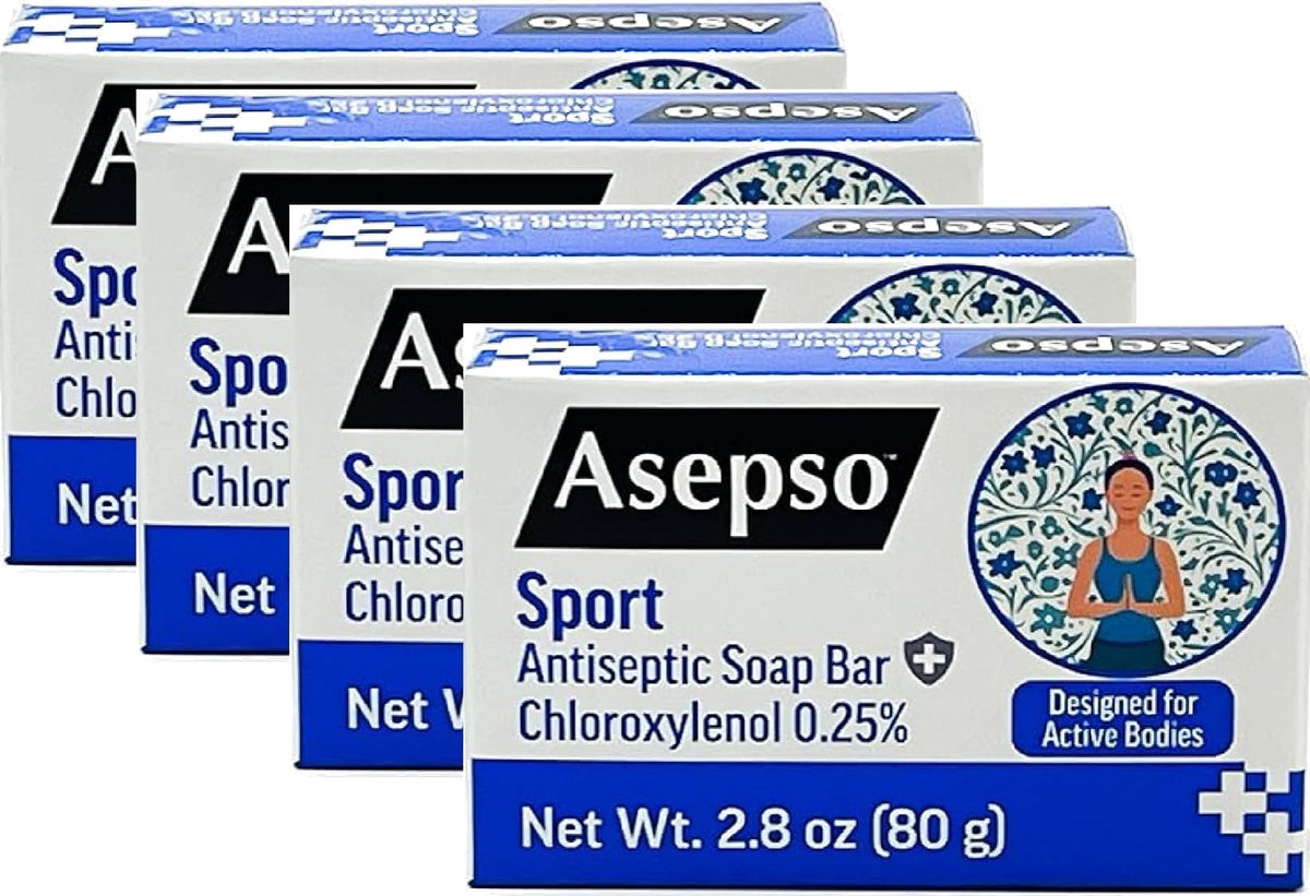 Asepso front packaging showing 4-pack and clean sport scent, clear product info benefit
