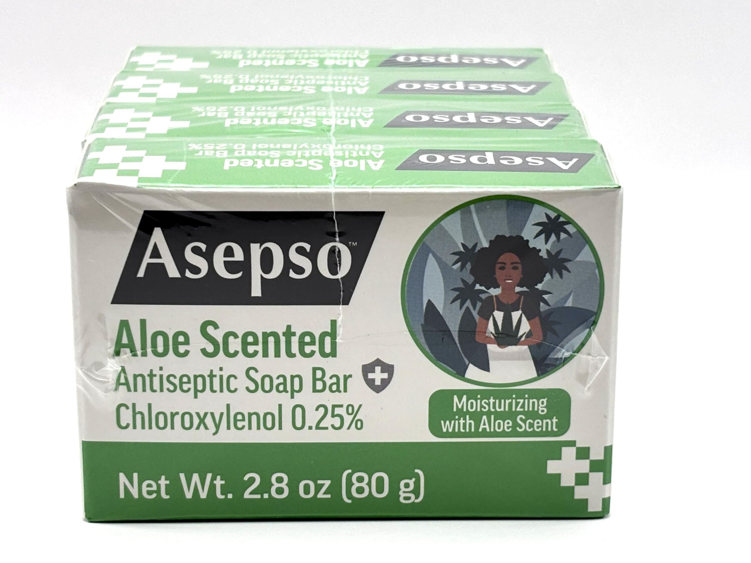 Asepso aloe leaves next to bar illustrating soothing botanical benefit