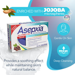 Asepxia bar soap placed on bathroom counter, convenient daily use shown