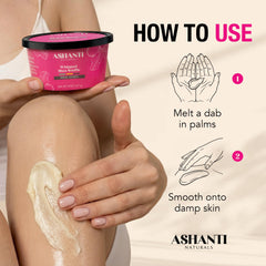 Ashanti Naturals applying souffle to forearm showing instant hydration and smoother skin