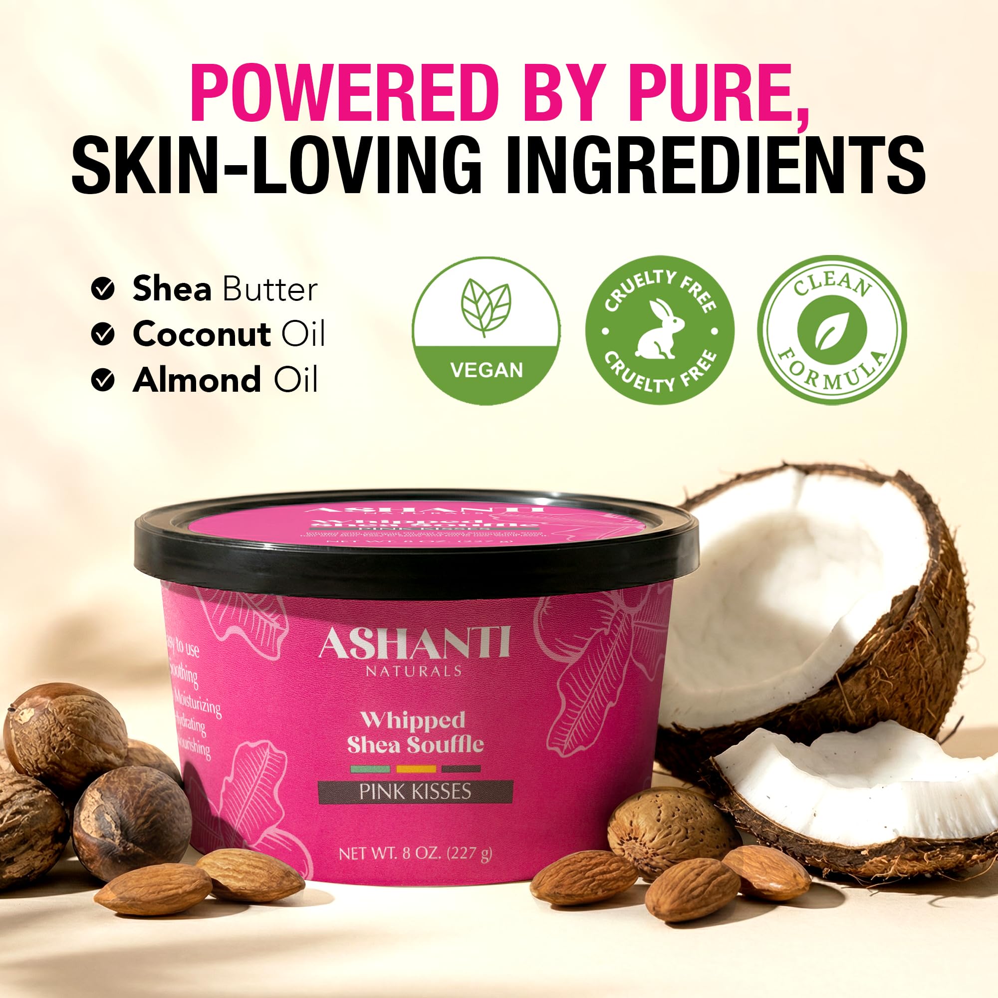 Ashanti Naturals open jar whipped texture highlighting creaminess and easy spread