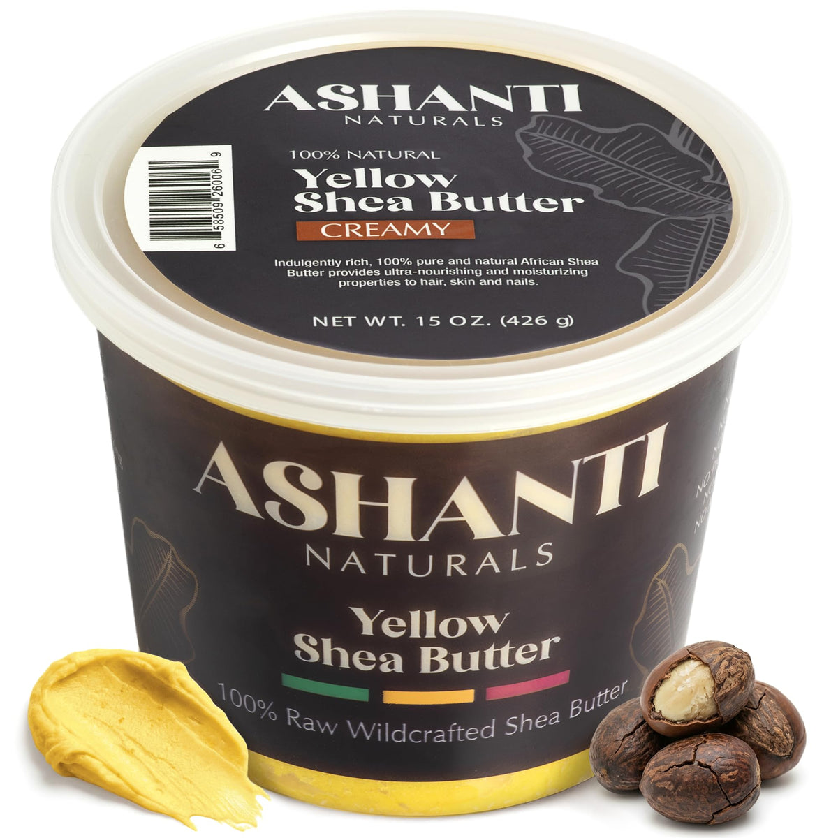 Ashanti Naturals jar front view showing label and natural packaging benefit of authenticity