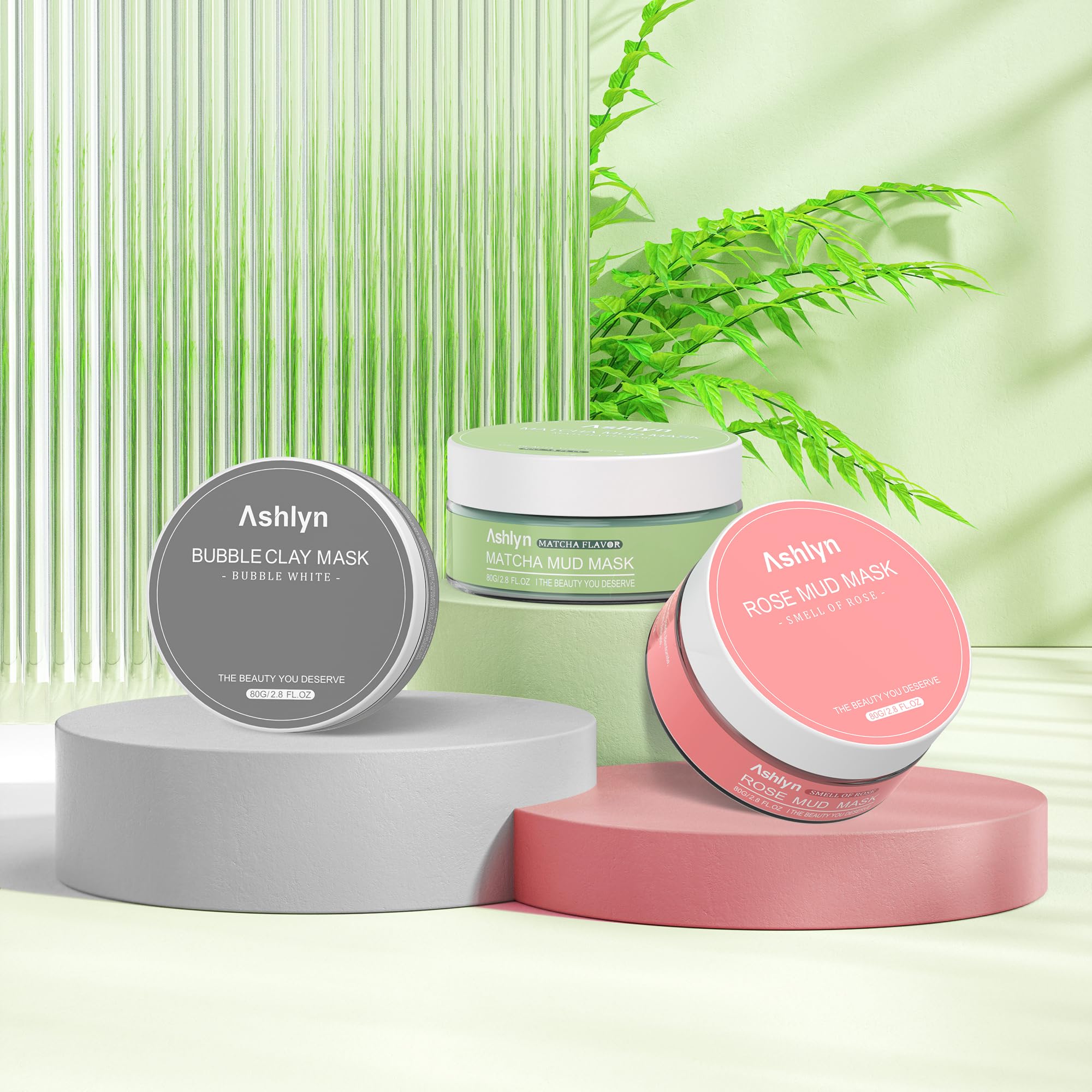Ashlyn lifestyle bathroom shelf with masks showing at-home spa convenience