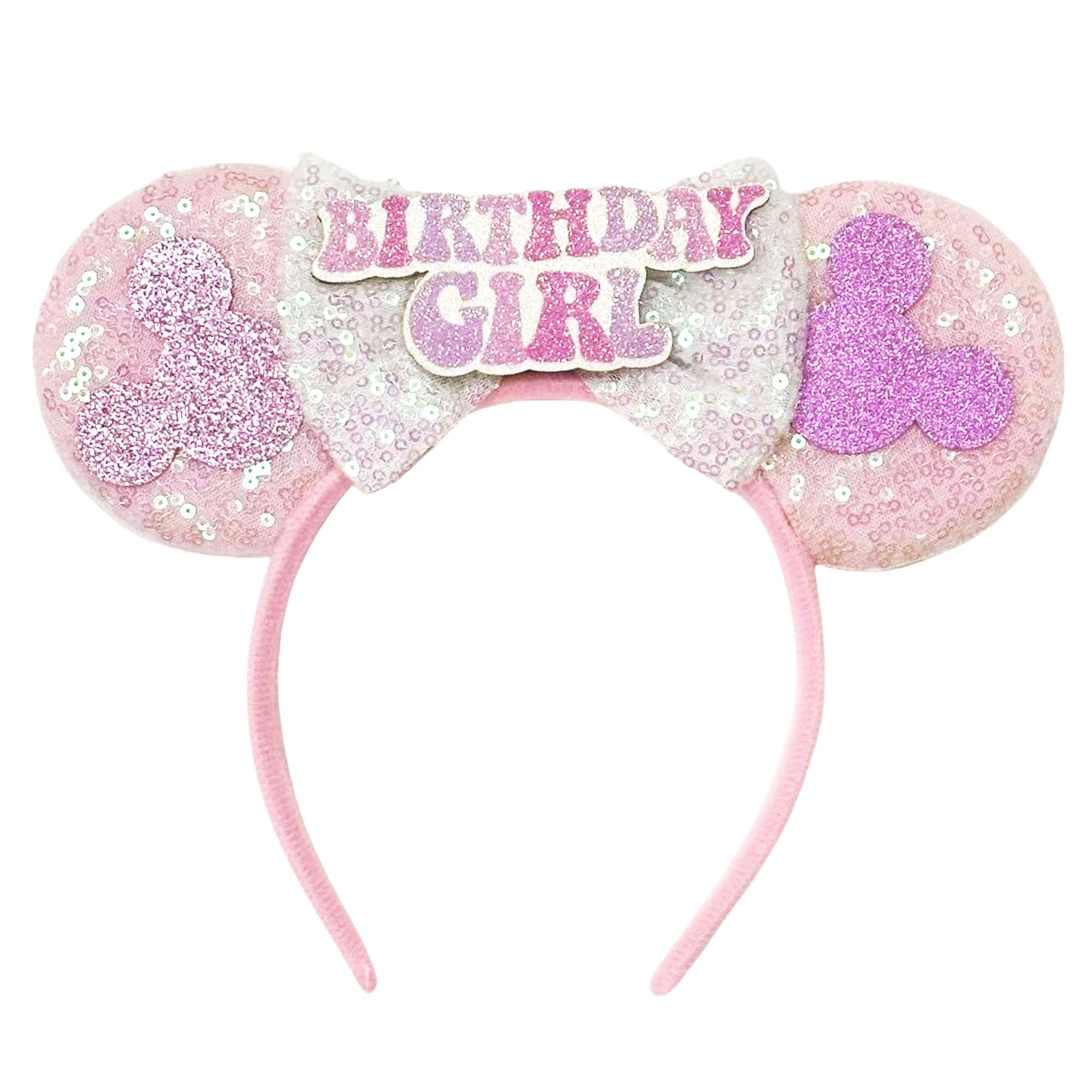 ASHONE front view headband showing ears and shiny bow, stylish party accessory