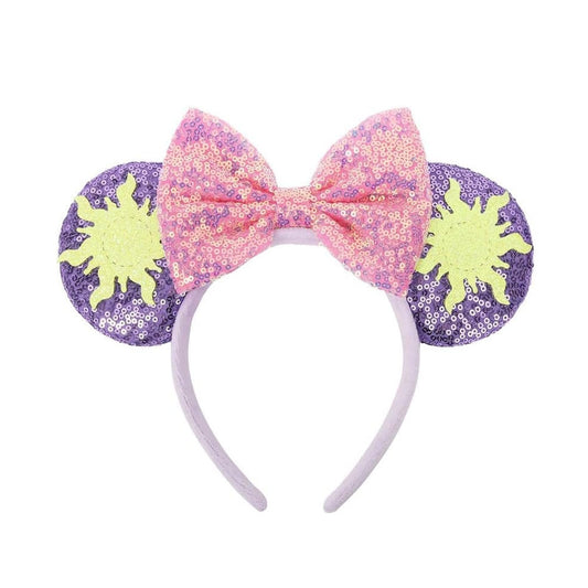 ASHONE front view purple headband showing ears and bow, stylish accent