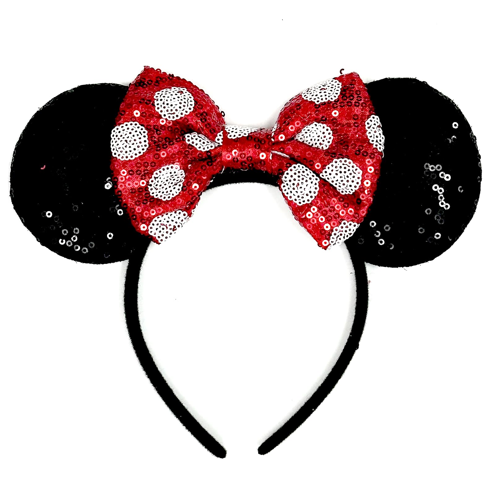 ASHONE front view red bow headband shows playful party-ready look