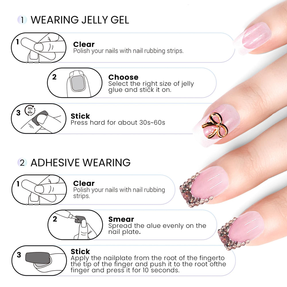 Ashowner adhesive tabs closeup showing jelly tabs for easy temporary wear