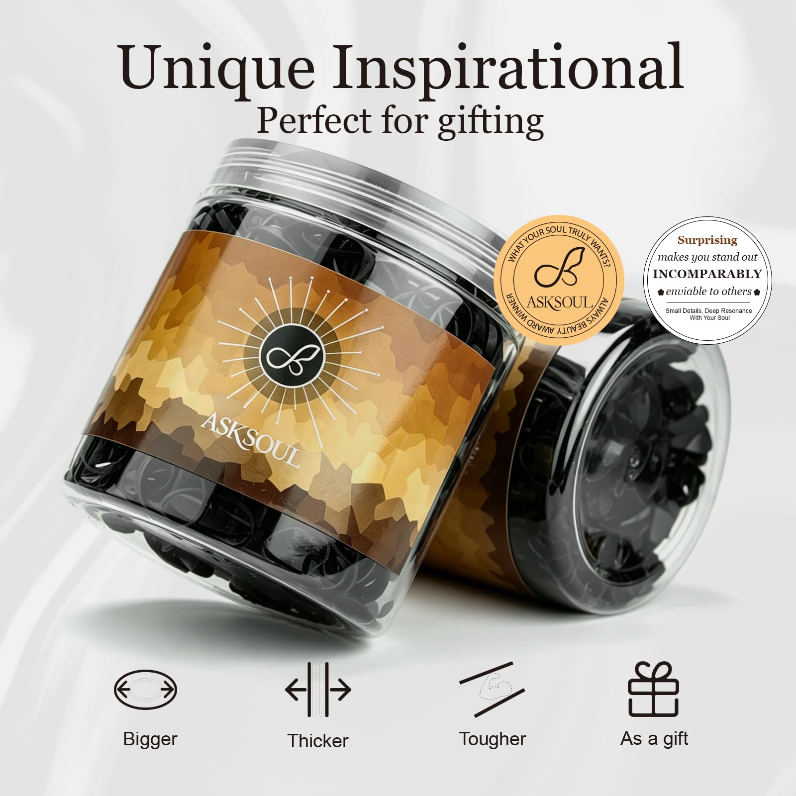 Asksoul lifestyle bathroom counter displaying ready-to-use elastics for daily routines