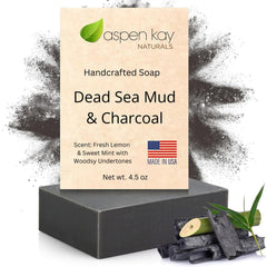 Aspen Kay front bar showing Dead Sea mud and charcoal benefits