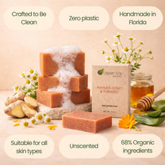 Aspen Kay soap beside ruler showing 4.5 oz size and travel-friendly convenience