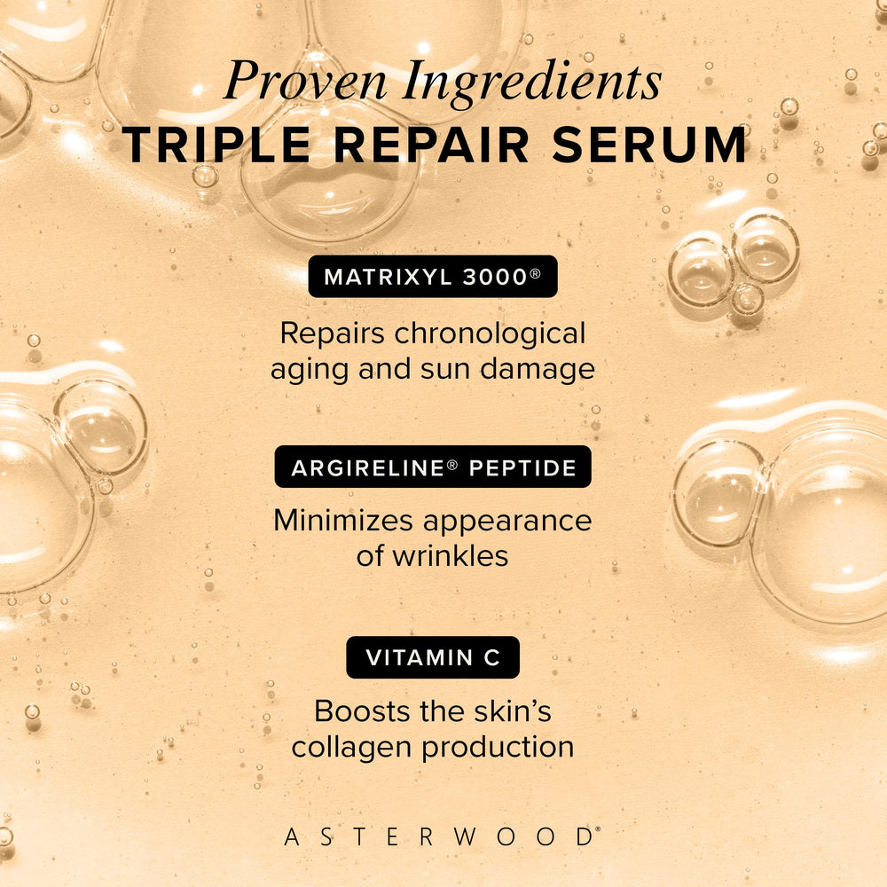 Asterwood close-up label showing actives Matrixyl 3000 and Argireline benefits