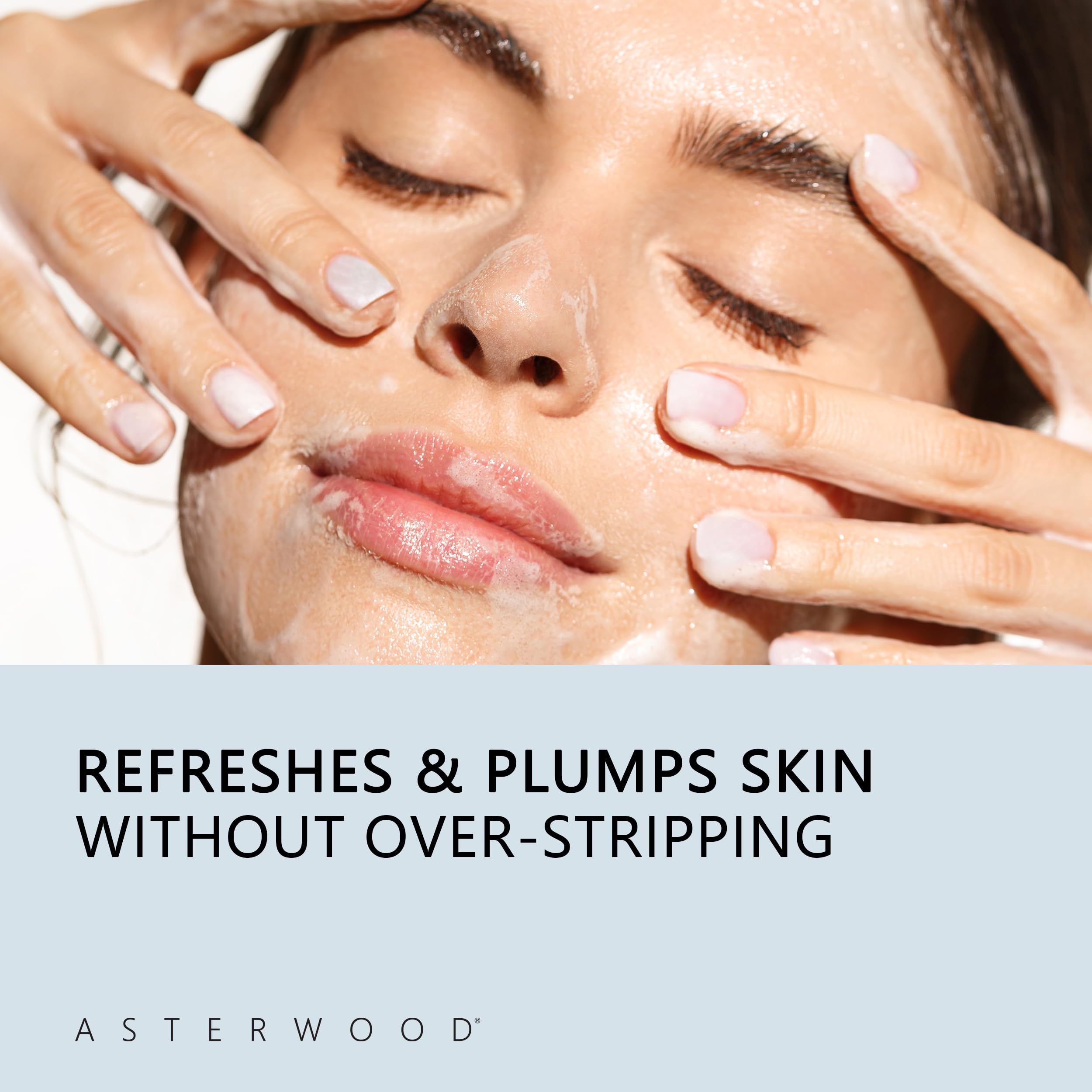 Asterwood bar in hand washing face showing gentle application and soothing benefit
