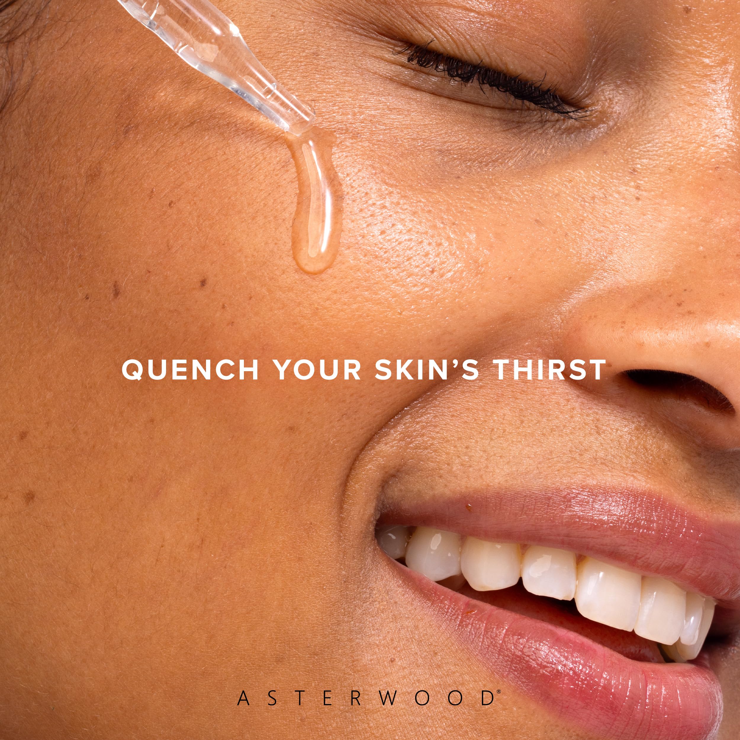Asterwood serum applied on damp skin and absorbed for better hydration