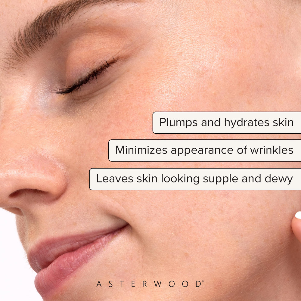 Asterwood dropper close-up dispensing clear serum, demonstrates precise application