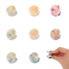 ASUNFO front view of eight colorful seashell clips showing variety and convenience