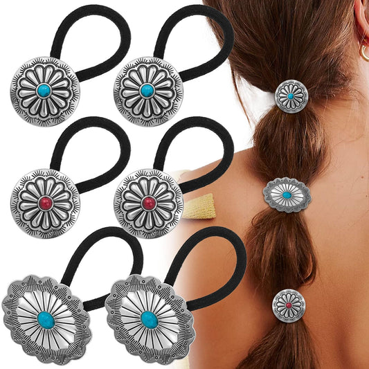 Aswewamt front view of six Western ponytail holders showing set and packaging benefit