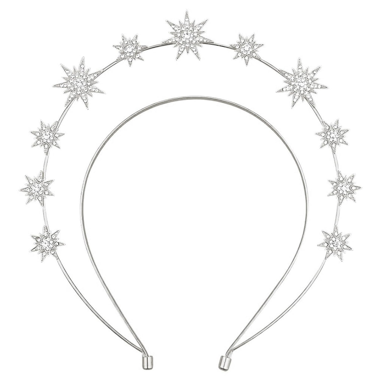 Aswewamt front view silver star halo showcasing elegant bridal sparkle
