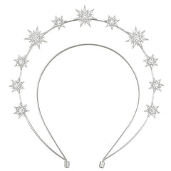 Aswewamt front view silver star halo showcasing elegant bridal sparkle
