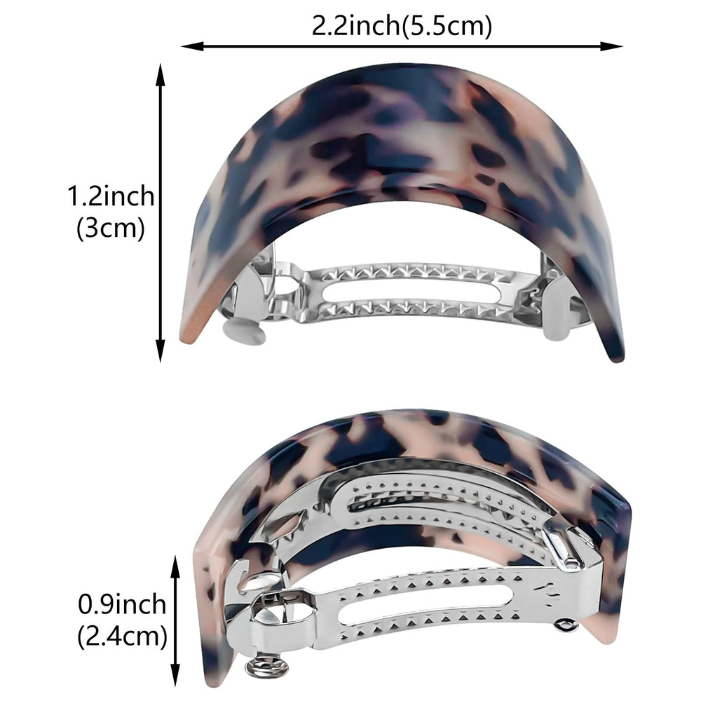 Aswewamt side profile of barrette highlighting curved semi-circle design benefit