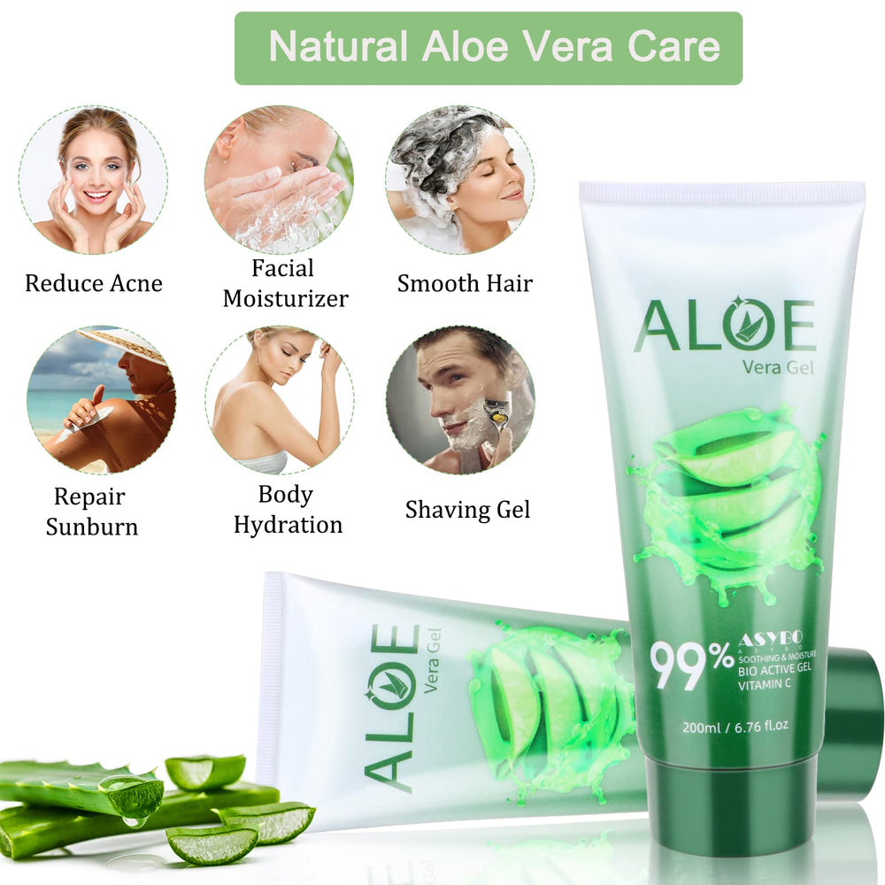 ASYBO applied to cheek as after-sun soother illustrating calming hydration