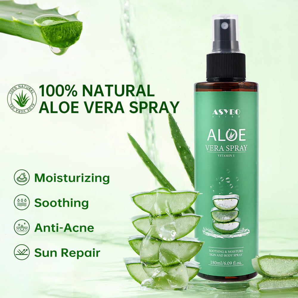ASYBO close-up mist spraying onto skin for fast hydration