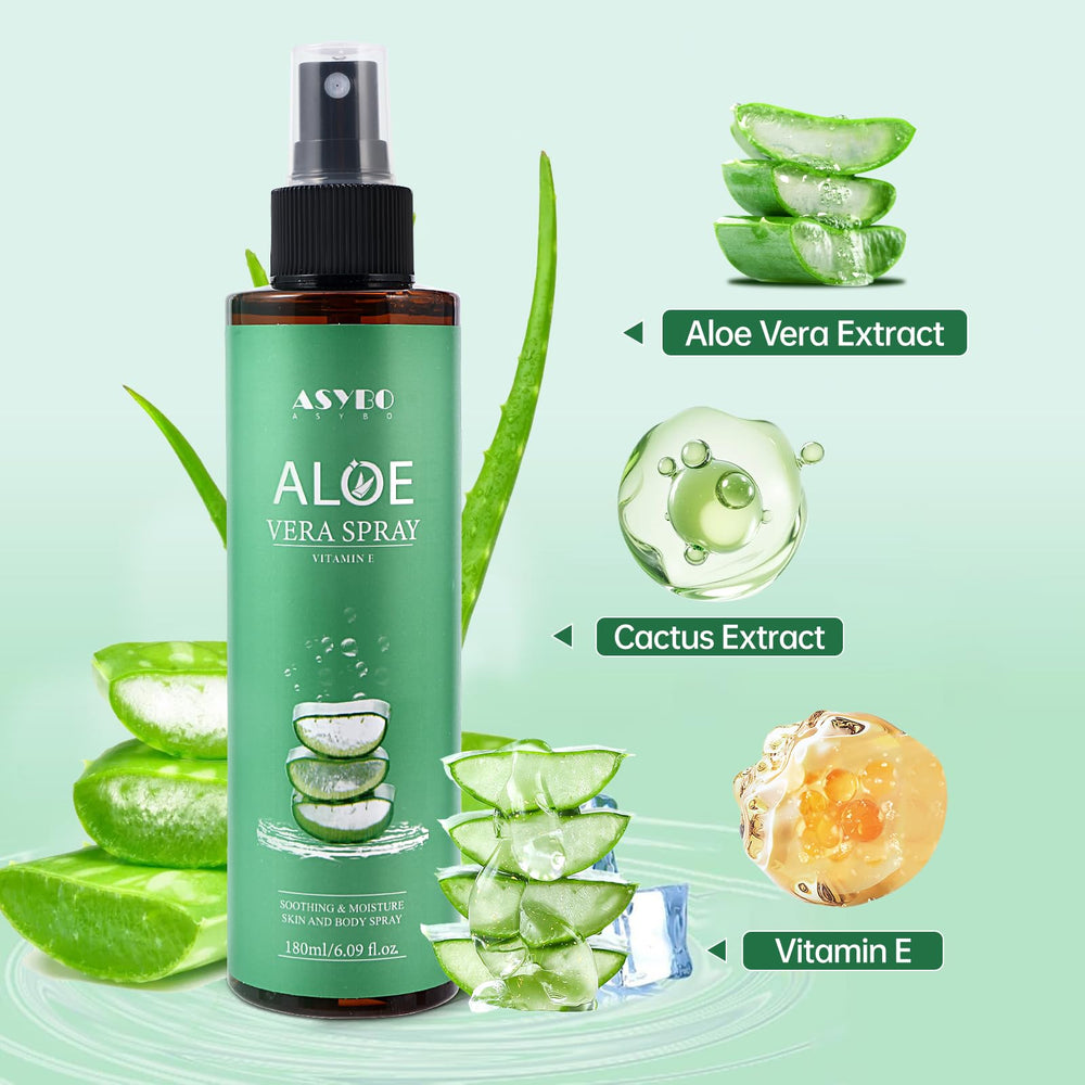 ASYBO label detail highlighting 99% organic aloe and vitamin E
