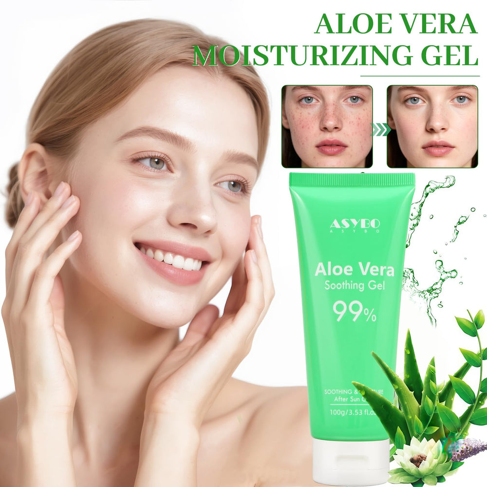 ASYBO applying gel to face to soothe and hydrate irritated skin quickly