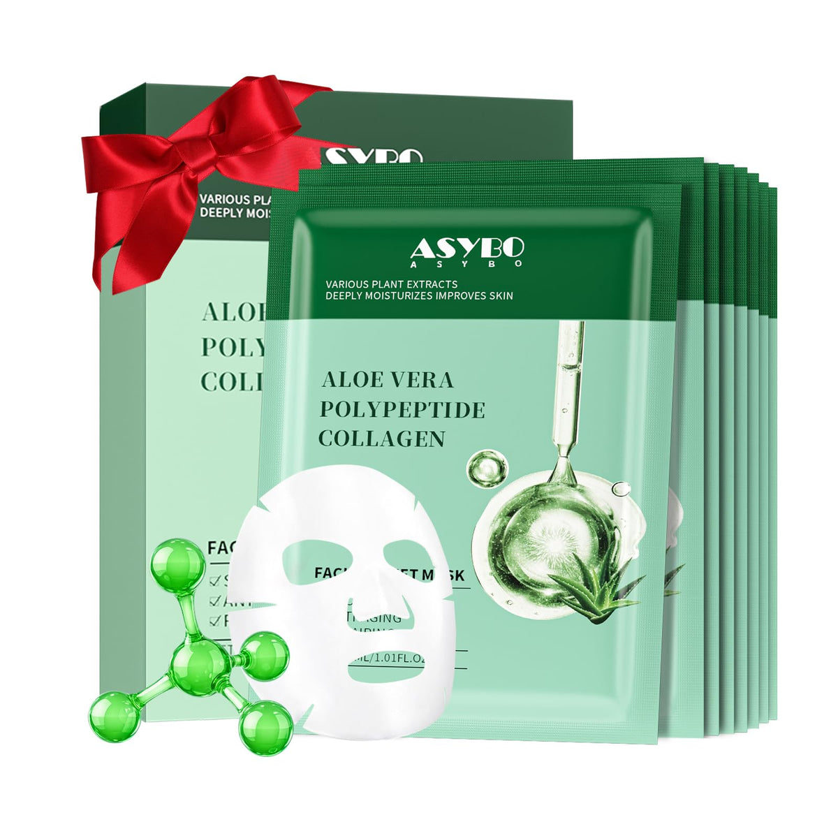 ASYBO front packaging showing 10 masks and product name benefits