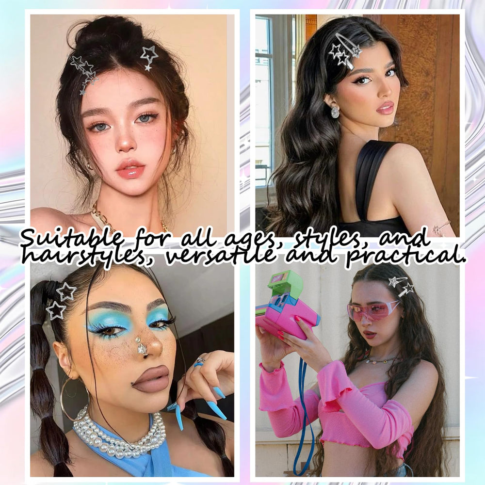 ATCCPYDM clips worn in hair on model adding retro sparkle to hairstyle