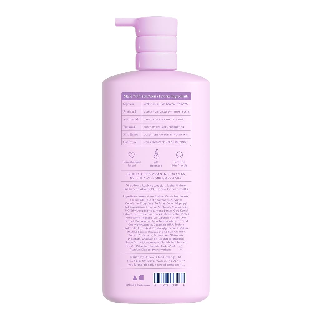 Athena Club label closeup listing active ingredients for transparency benefit
