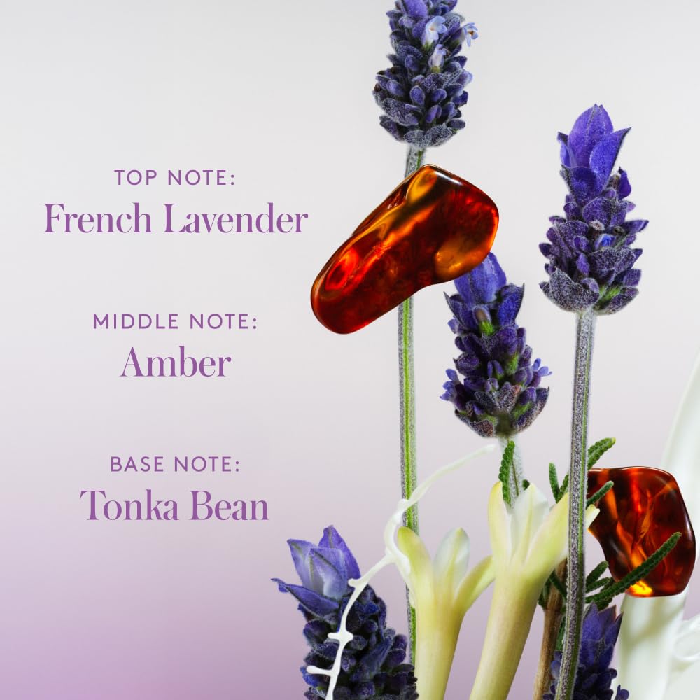 Athena Club bottle with Lavender Latte splash evoking calming shower benefit