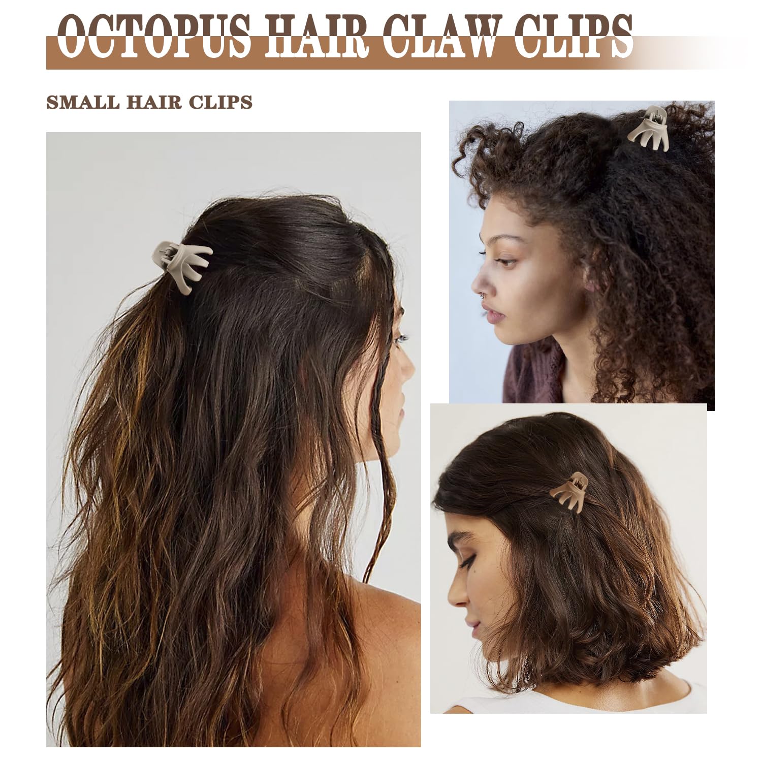 Atoden clip securing short hair half-up style, demonstrating reliable all-day hold