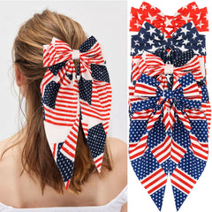 Atoden front view of red white blue flag bow showing patriotic design and bold look