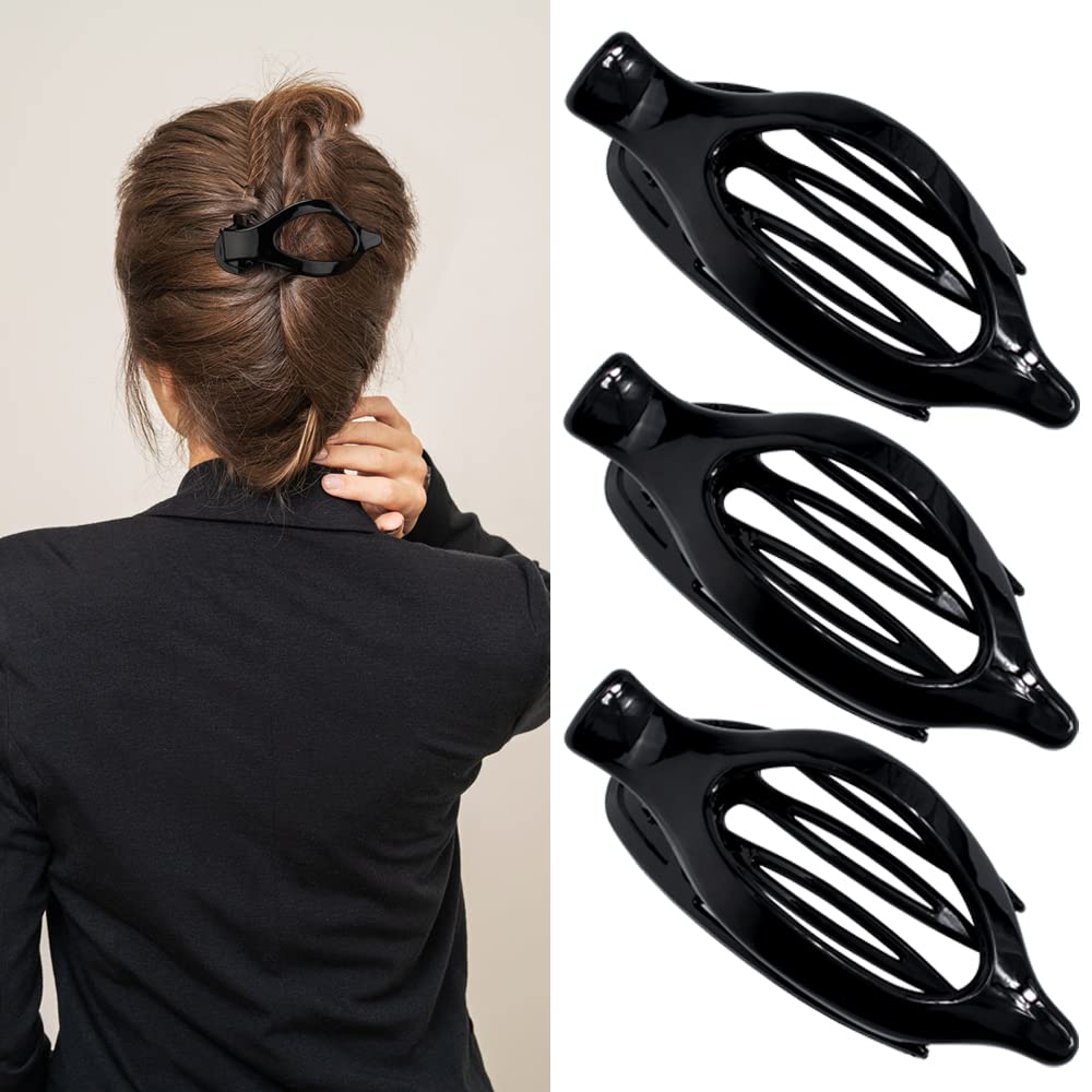 ATODEN front view of flat barrette showing slim profile and neat finish, comfortable hold
