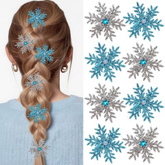 Atoden front view of eight snowflake clips shows festive assortment and ready-to-wear appeal
