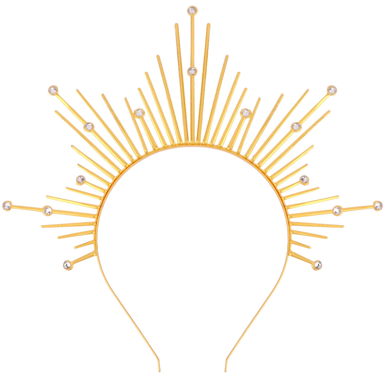 Atoden gold halo front view showing radiant sunburst and wearable design