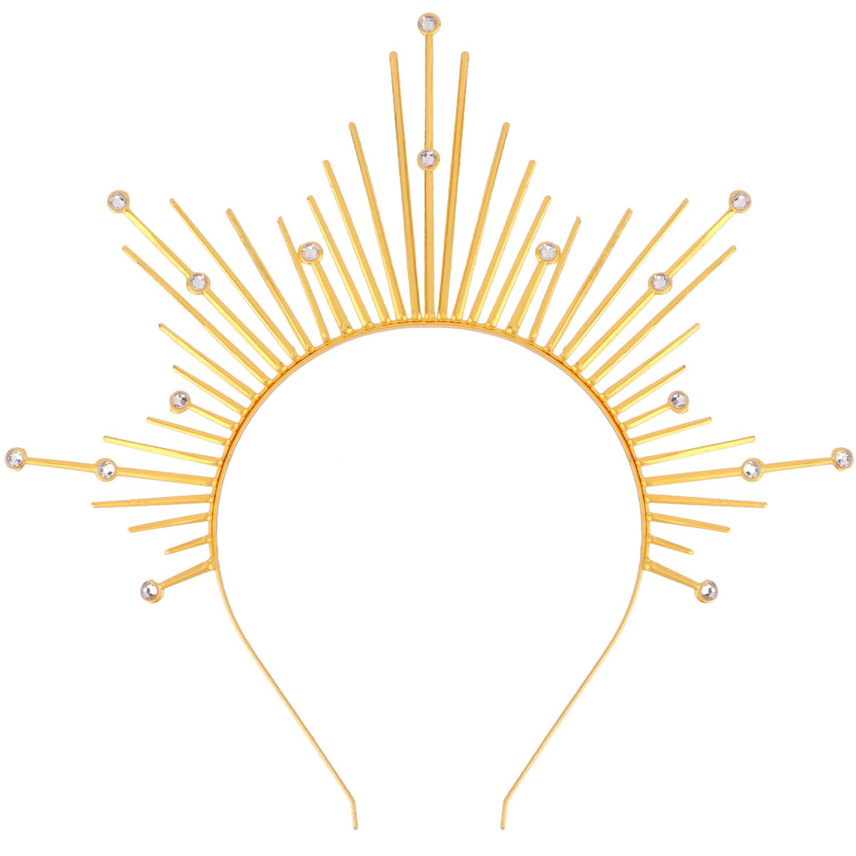 Atoden gold halo front view showing radiant sunburst and wearable design