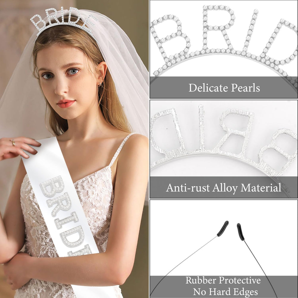 Atoden headband worn by bride demonstrating comfortable fit for events