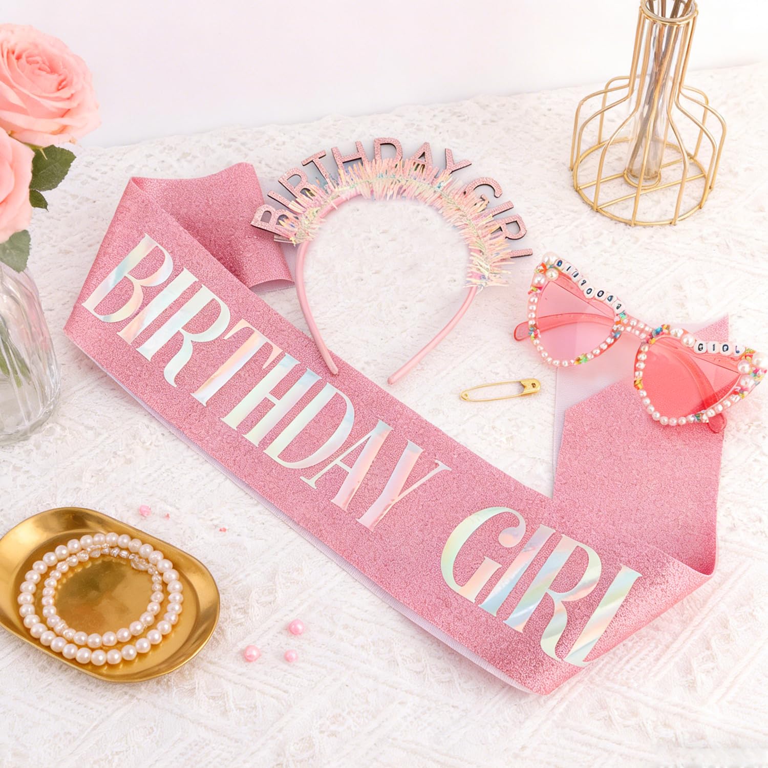 Atoden party table display illustrating coordinated decorations and photo props