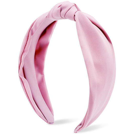 Atoden pink headband front view showing neat knotted design and polished look