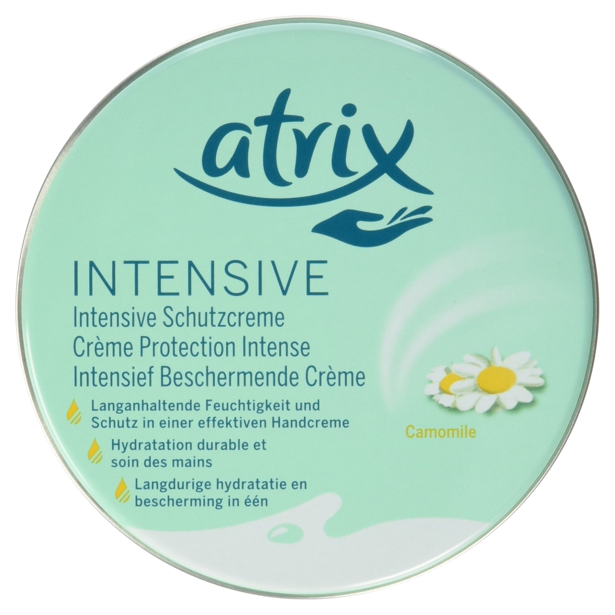 Atrix hand cream front tube showing 150ml size and camomile benefit