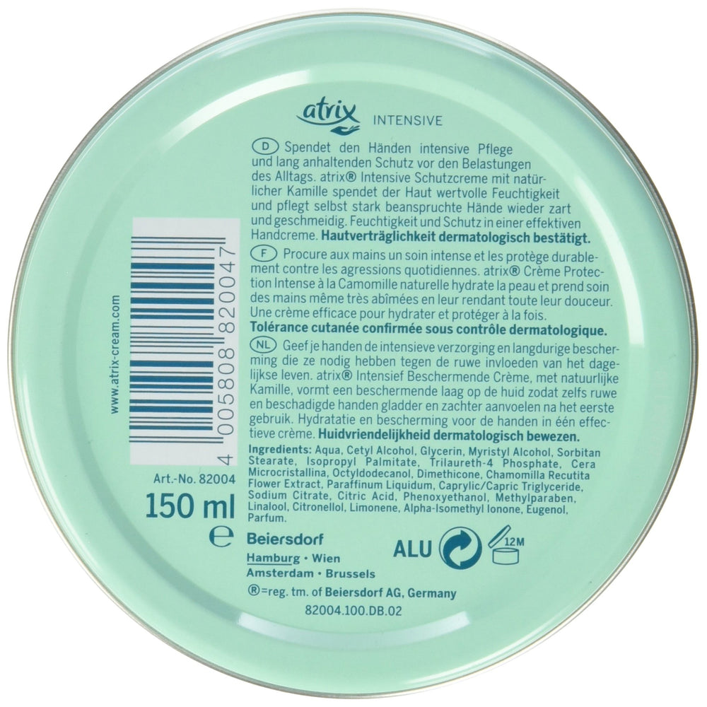 Atrix hand cream texture closeup highlighting creamy hydration and quick absorption