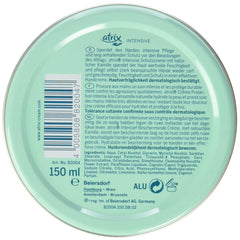 Atrix hand cream texture closeup highlighting creamy hydration and quick absorption